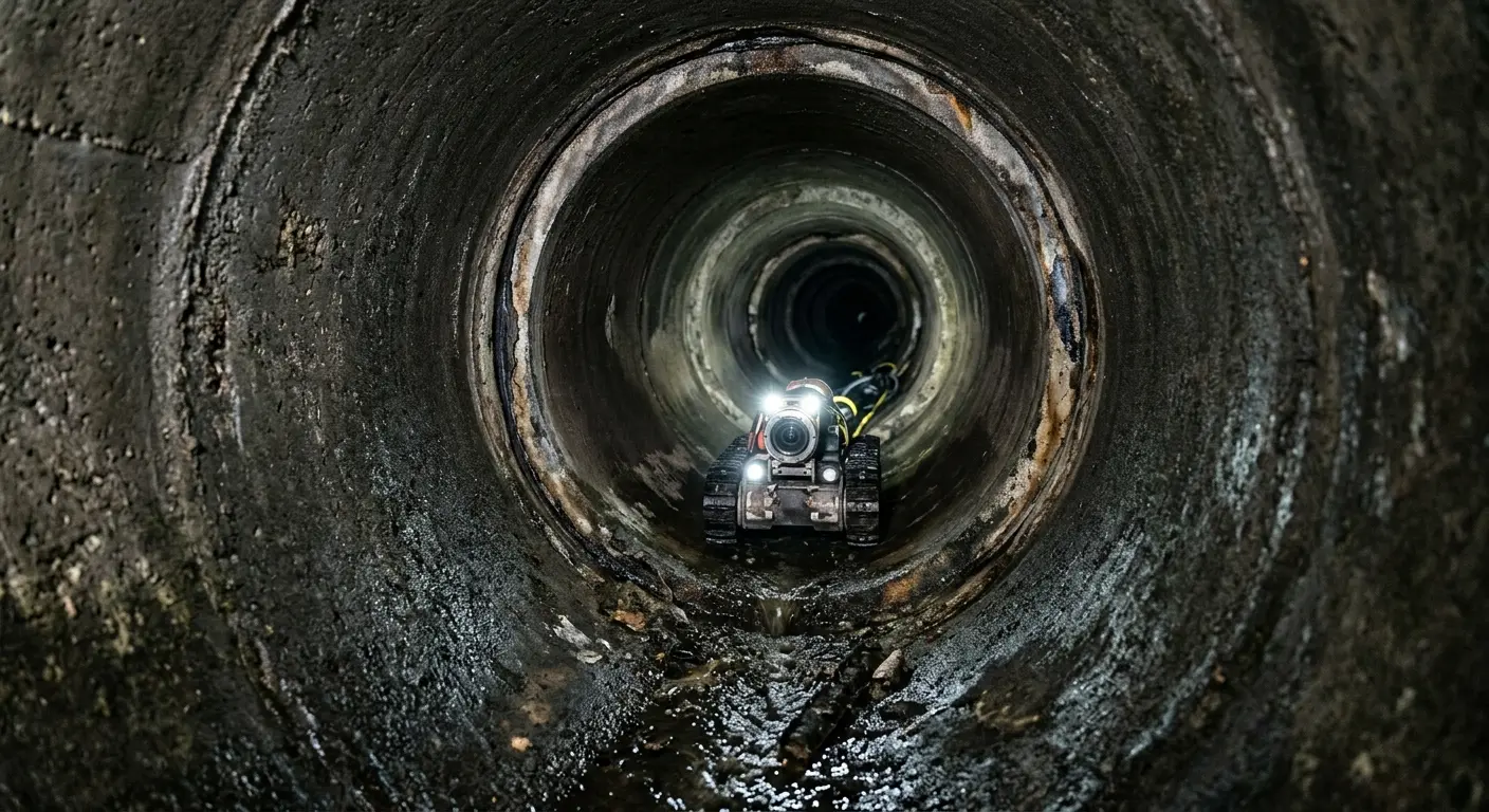 Robotic sewer camera inspecting pipe interior for Sewer Line Cleaning in Camp Pendleton South